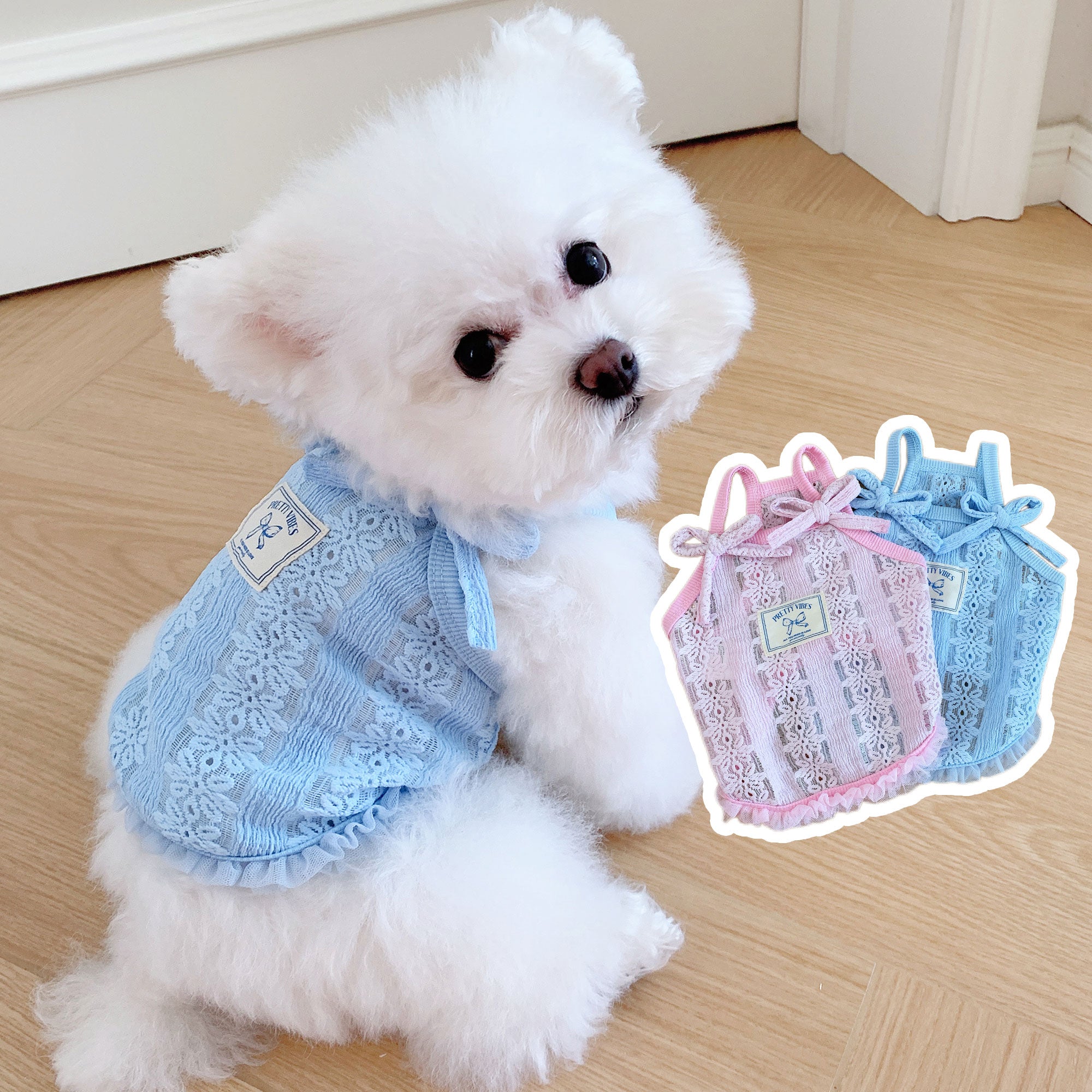 ID569 ペット用 レトロ リボン サロペット レースフリンジ 犬服 ポメラニアン ヨークシャーテリア ティーカッププードル マルチーズ 夏 クール 猫用 おしゃれ